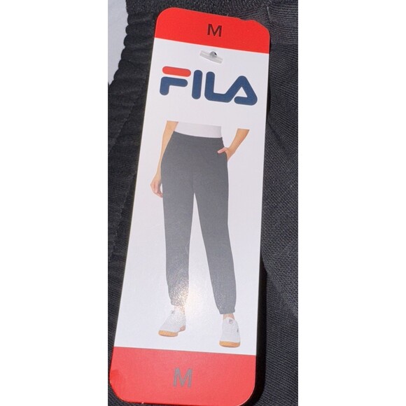 FILA Womens Medium Black French Terry Jogger Pants Sweatpants Athletic Track New - Picture 9 of 9
